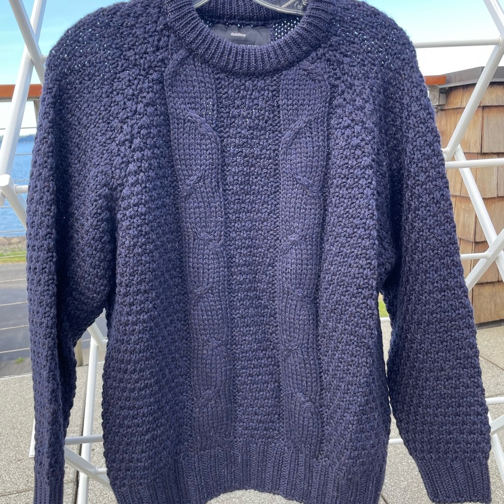 Finisterre Wool Navy Fisherman Knit Sweater BRAND NEW WITHOUT TAGS